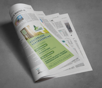 Vortraege Präsentation einer Zeitungsanzeige in dem neuen Corporate Design der Klinik Fallingbostel