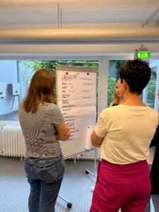 Mitarbeiter der Klinik Fallingbostel stehen vor einem Flipchart